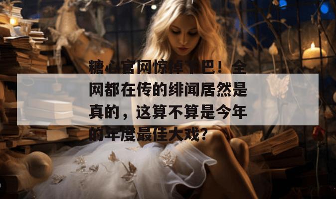 糖心官网惊掉下巴！全网都在传的绯闻居然是真的，这算不算是今年的年度最佳大戏？